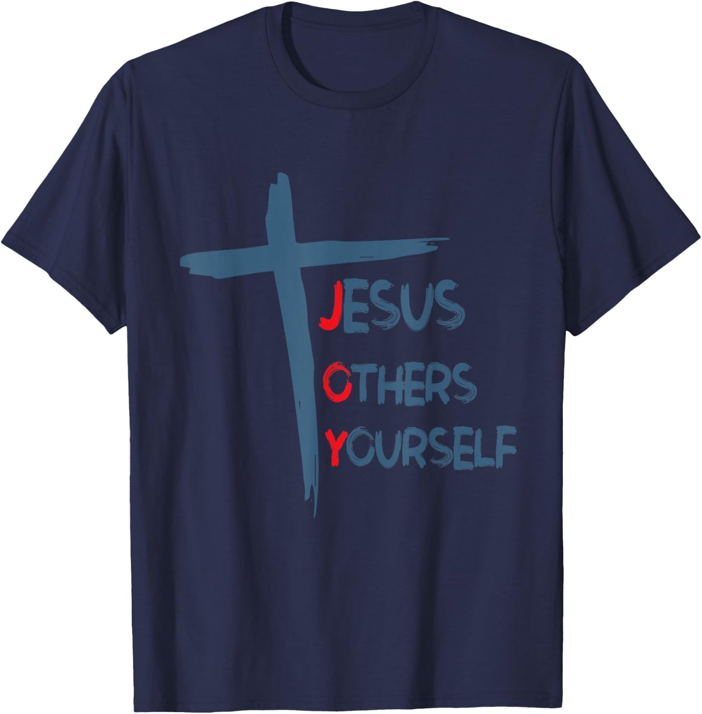 JOY Jesus Others Yourself Christian Cross T-Shirt - T-Shirt | Navy