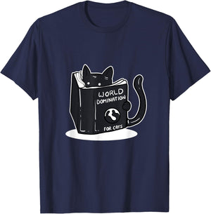 Funny World Domination Cat Person T-Shirt - T-Shirt | Navy