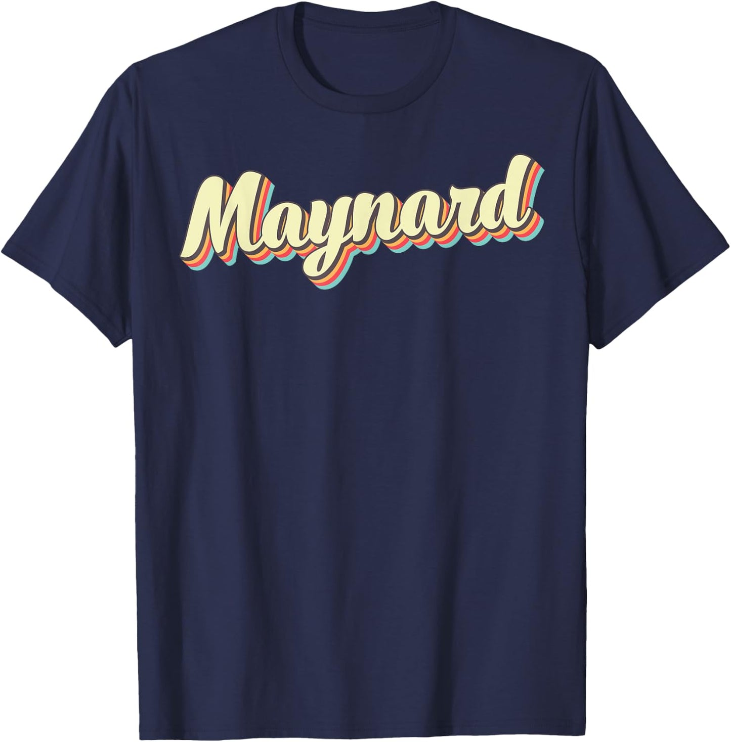 Maynard Retro Art Baseball Font Vintage T-Shirt - T-Shirt | Navy