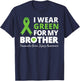 I Wear Green For My Brother T Shirt TBI Awareness Ribbon T-Shirt - T-Shirt | Navy