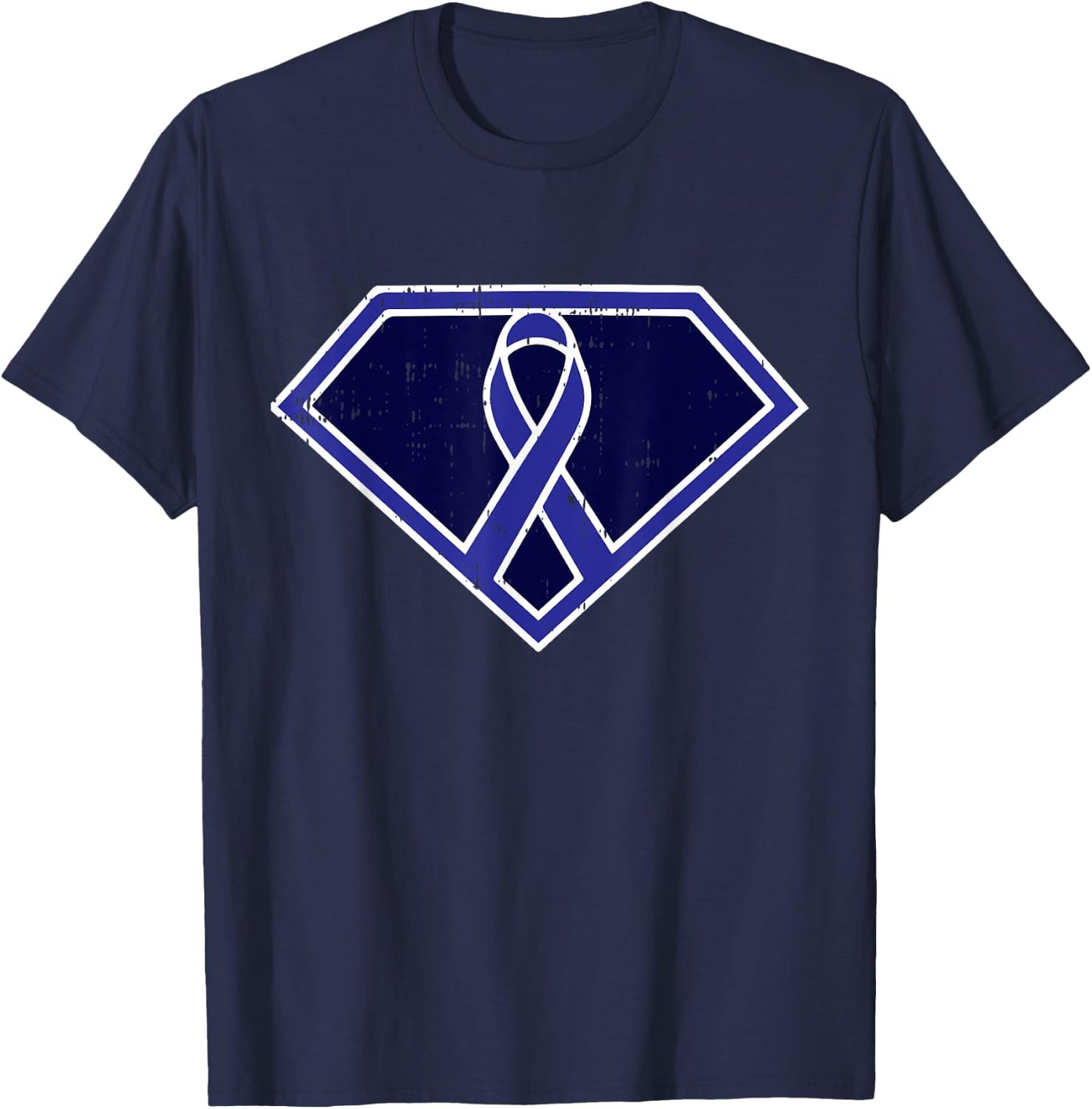Superhero Colon Cancer Awareness Ribbon Warrior Fighter Gift T-Shirt - T-Shirt | Navy