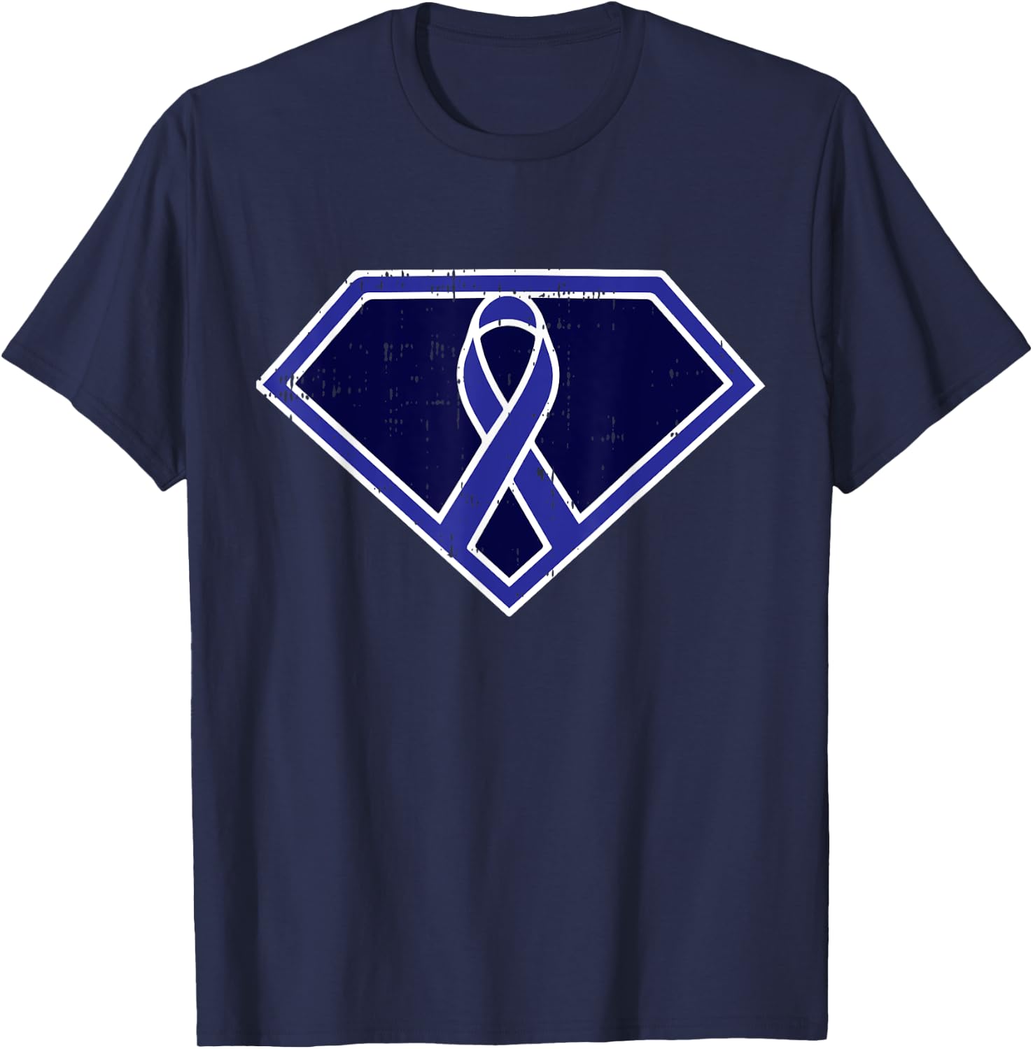 Superhero Colon Cancer Awareness Ribbon Warrior Fighter Gift T-Shirt - T-Shirt | Navy