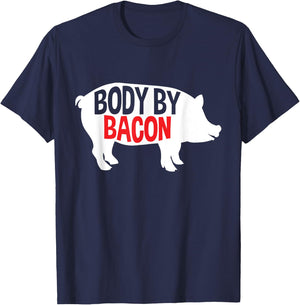 Body By Bacon Low Carb High Fat Ketogenic Diet Fat People T-Shirt - T-Shirt | Navy
