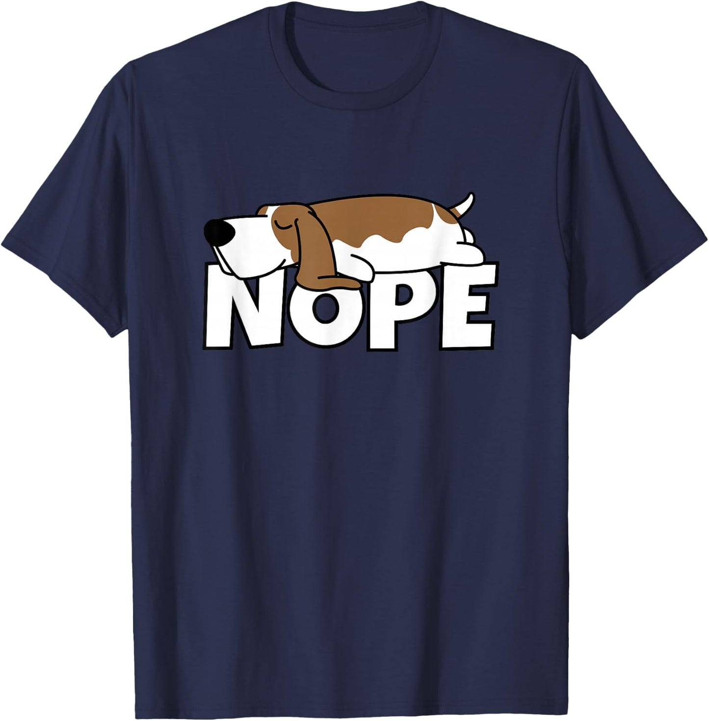 Lazy Basset Hound Cute Dog Nope T-Shirt - T-Shirt | Navy