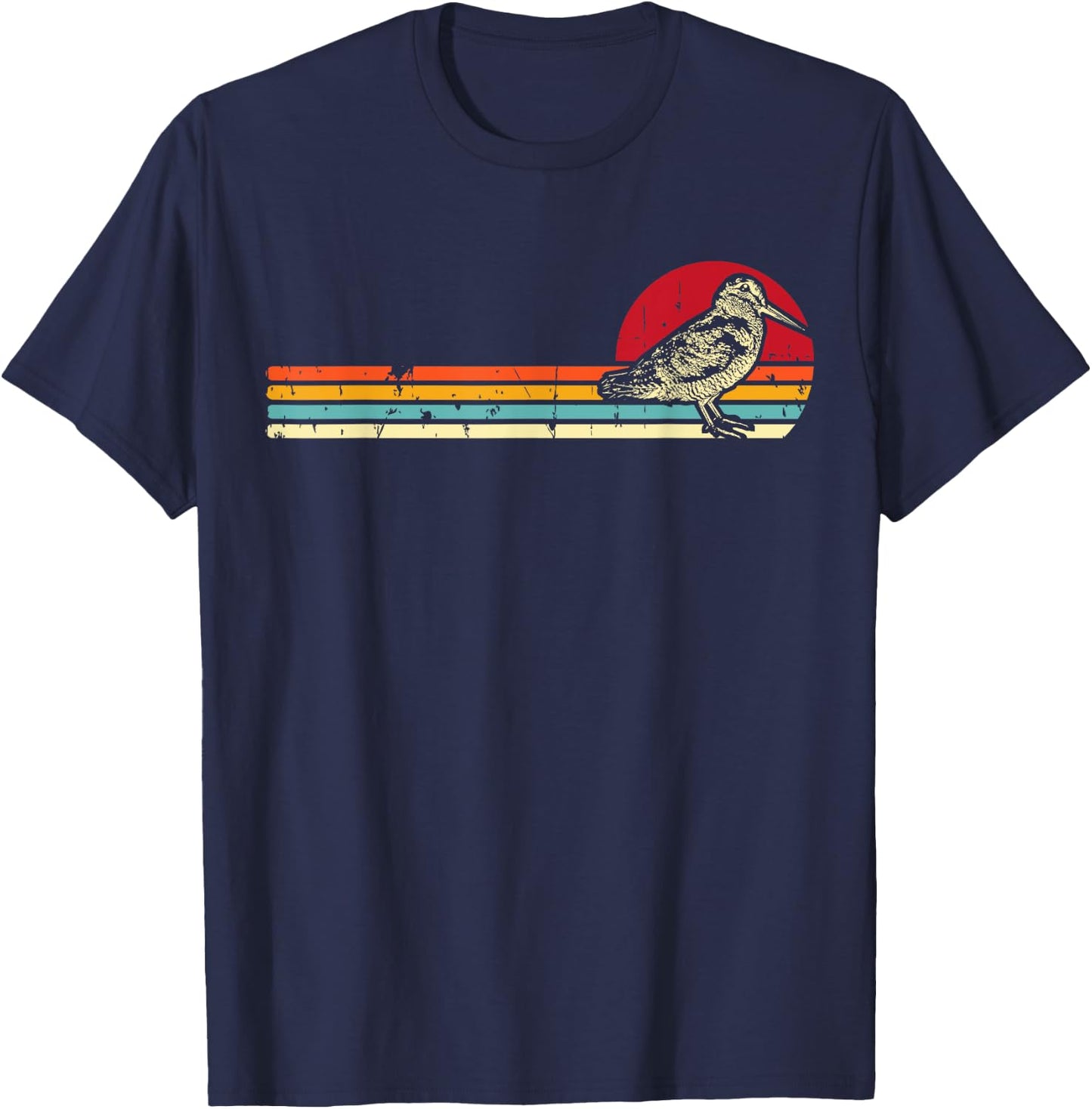 American Woodcock Bird Retro Vintage Unique Birding Gift T-Shirt - T-Shirt | Navy