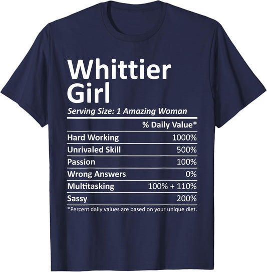 WHITTIER GIRL CA CALIFORNIA Funny City Home Roots USA Gift T-Shirt - T-Shirt | Navy