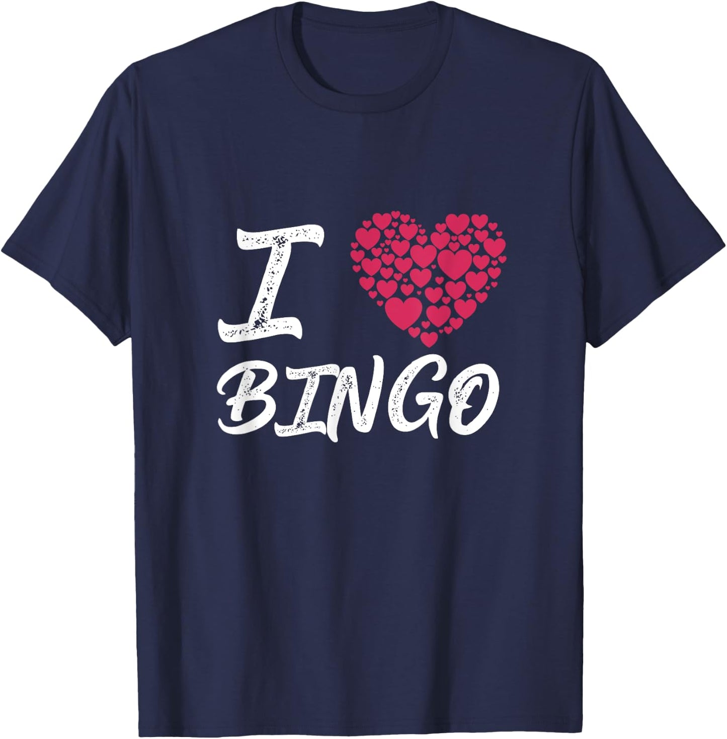 I Love Bingo Heart Player Gambling Lottery Game T-Shirt - T-Shirt | Navy