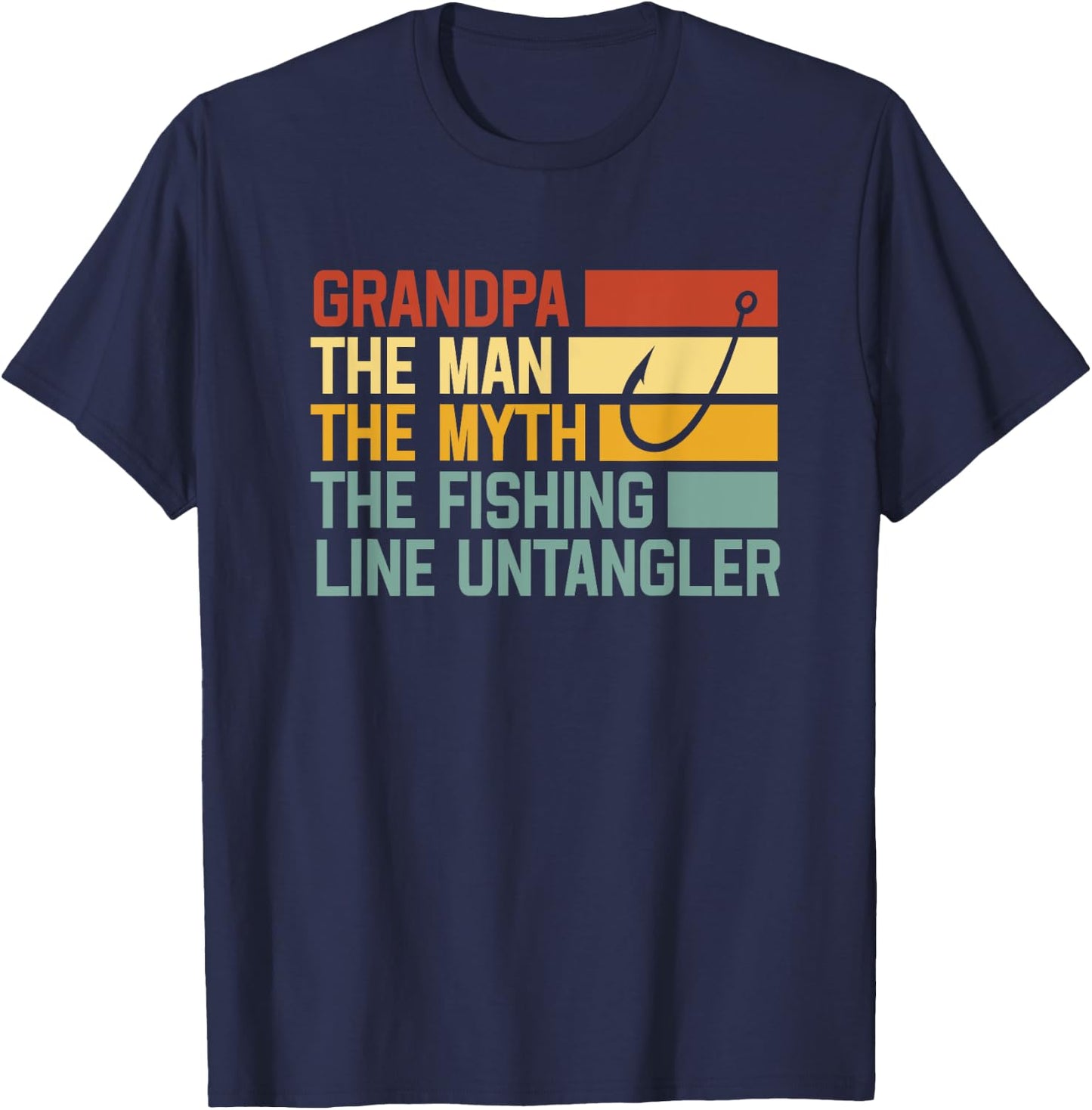 Grandpa The Man The Myth The Fishing Line Untangler T-Shirt - T-Shirt | Navy