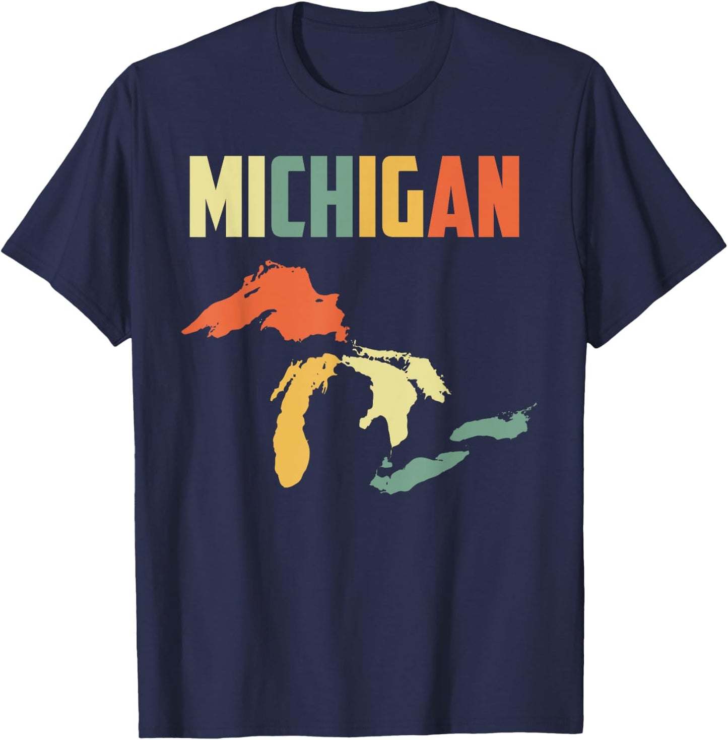 The Great Lakes Largest Water Retro Color Michigan MI Pride T-Shirt - T-Shirt | Navy