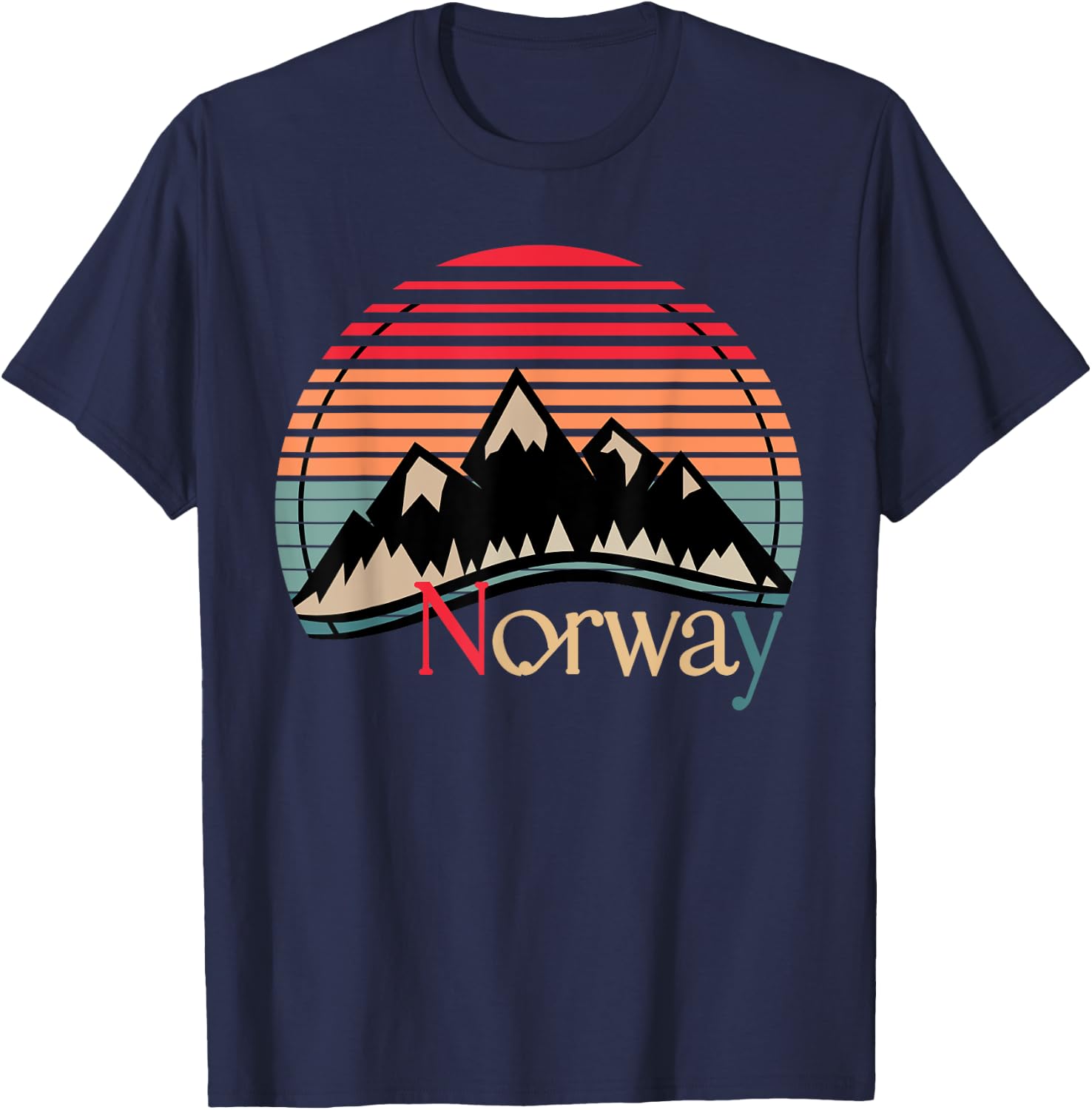 Norway Mountains Landscape Traveler Gift Norway T-Shirt - T-Shirt | Navy