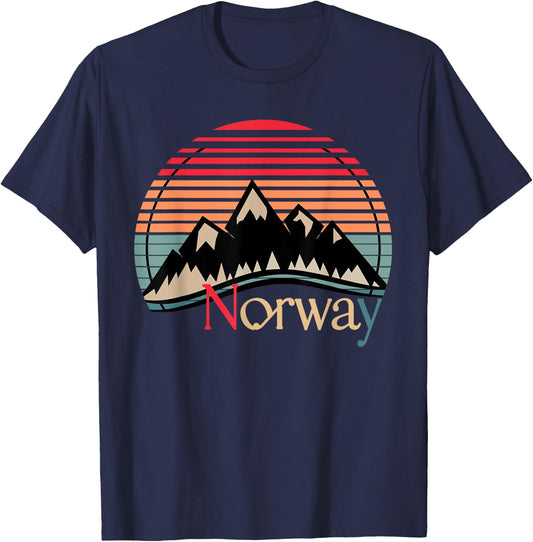 Norway Mountains Landscape Traveler Gift Norway T-Shirt - T-Shirt | Navy