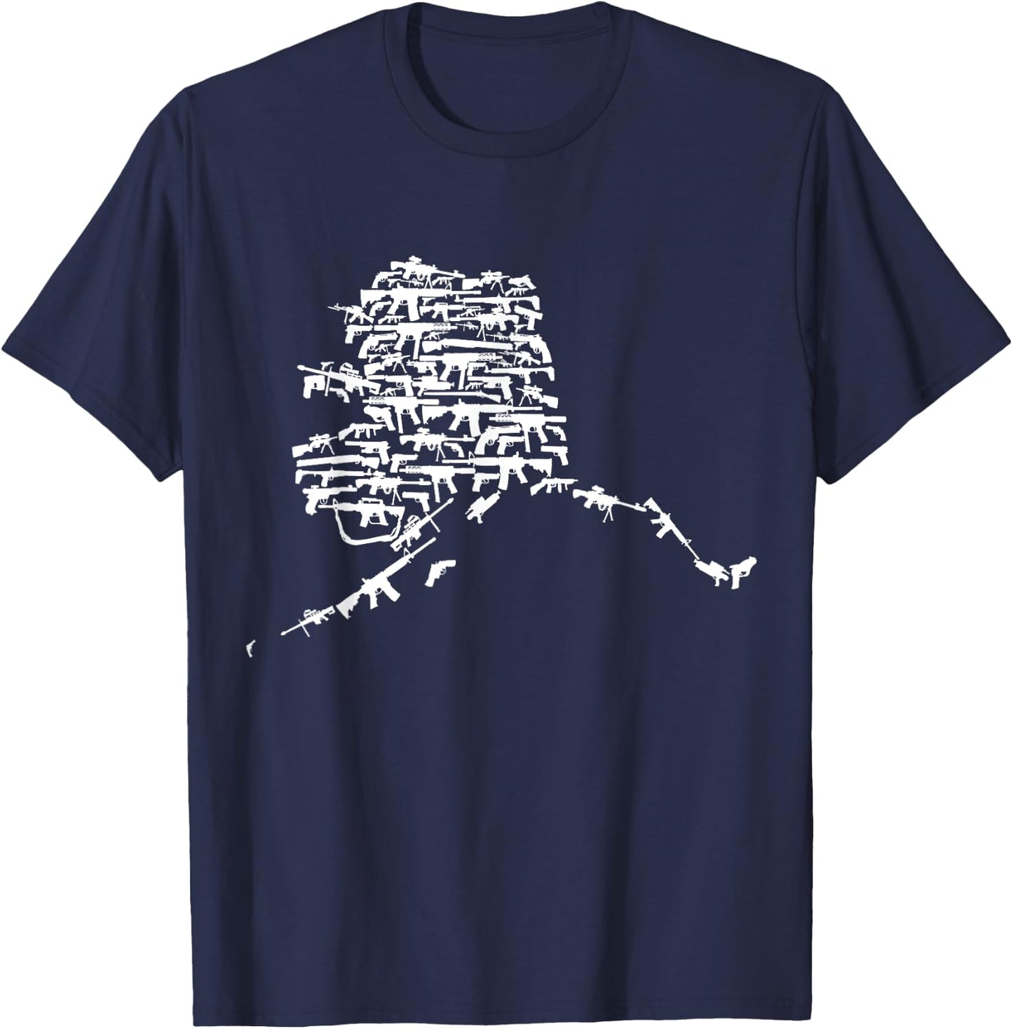 State of Alaska made up of Guns 2nd Amendment T-Shirt - T-Shirt | Navy