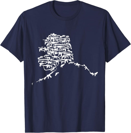 State of Alaska made up of Guns 2nd Amendment T-Shirt - T-Shirt | Navy
