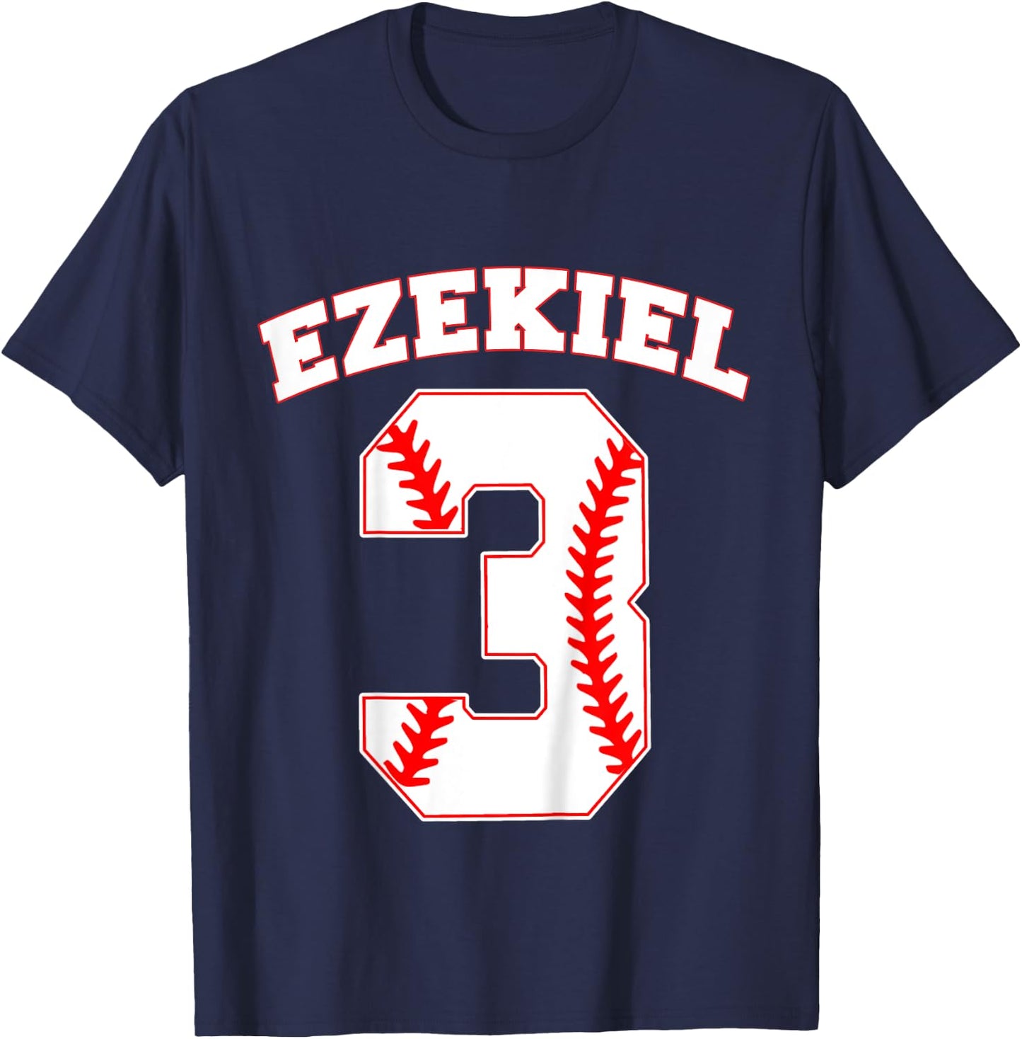 Kids Ezekiel Baseball Name Three Years 3rd Birthday Number Boys T-Shirt - T-Shirt | Navy