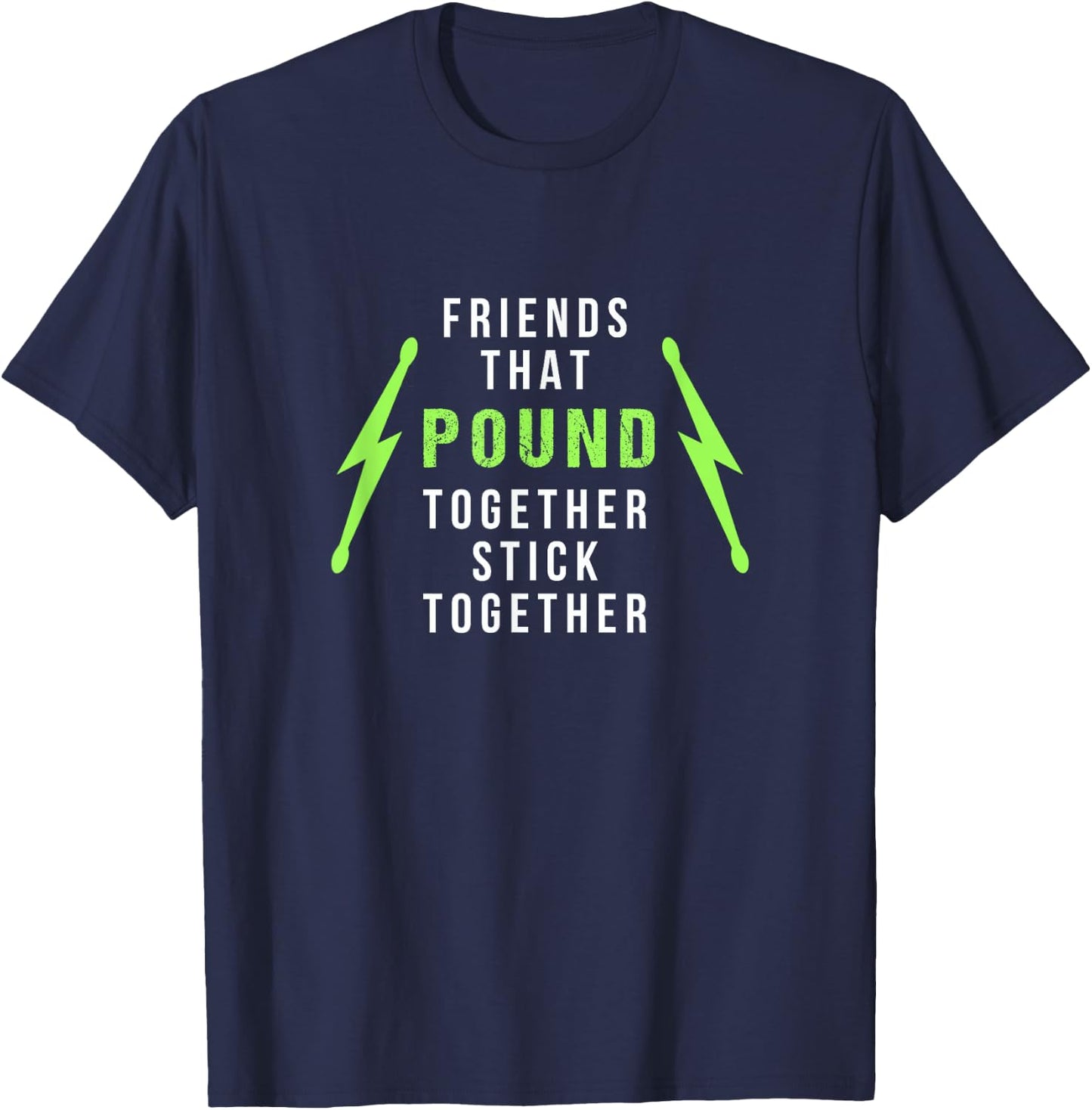 Pound Fitness Friends Pound Together with Lightning Bolts T-Shirt - T-Shirt | Navy