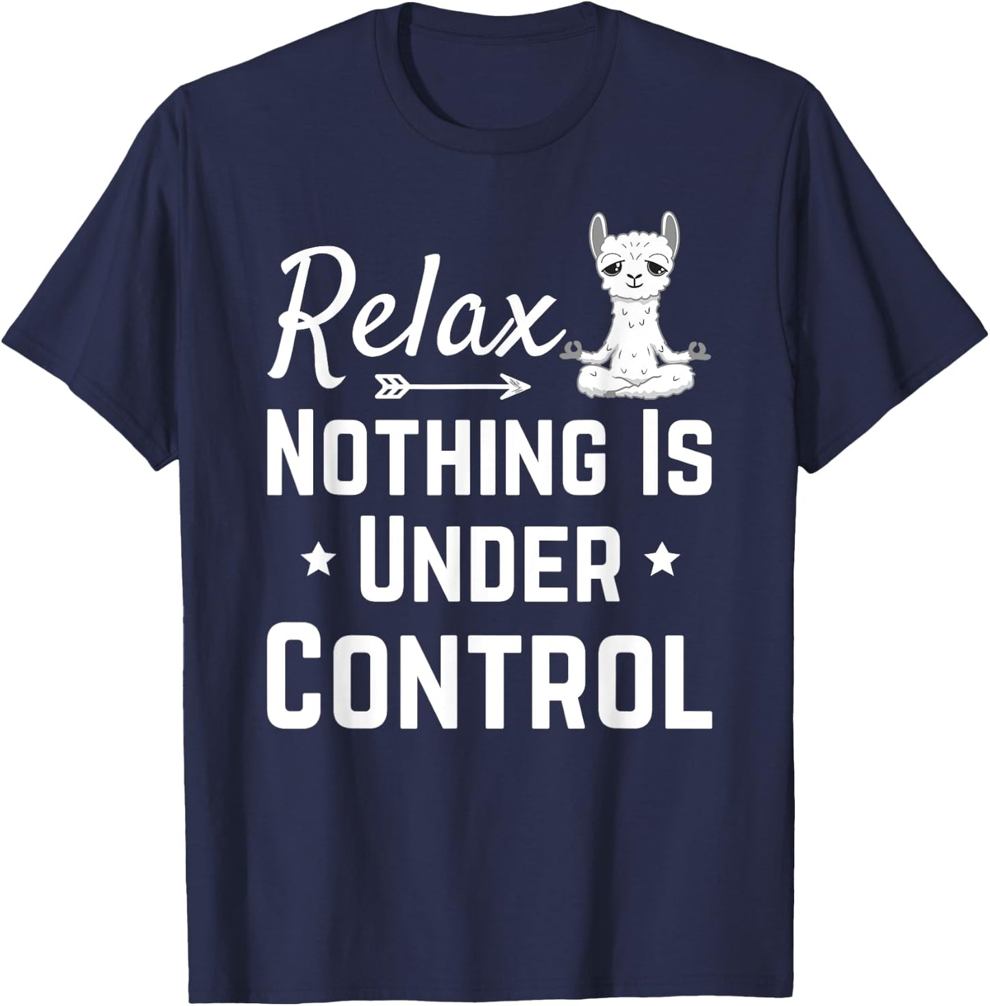 Funny Mindfulness Yoga Zen Meditation Saying Llama Monk Yoga T-Shirt - T-Shirt | Navy