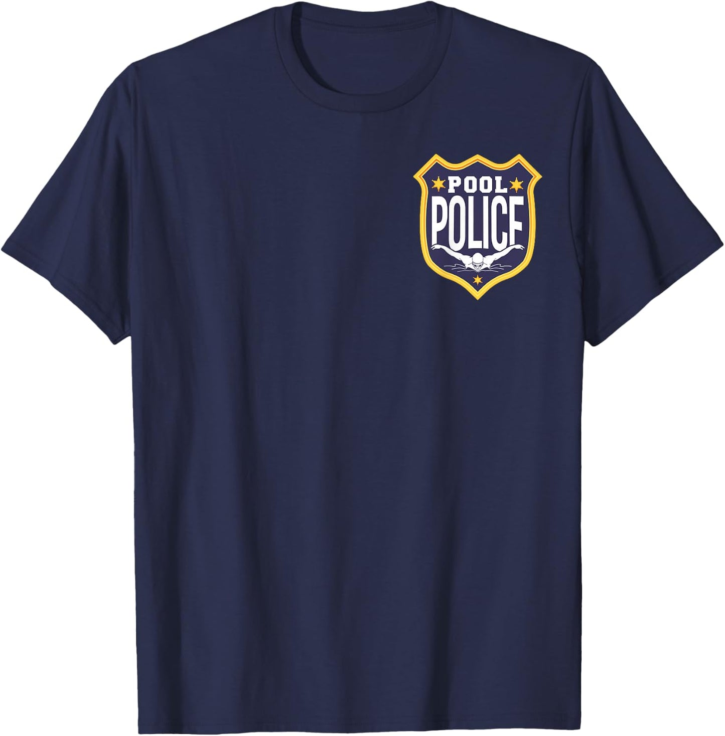 Swimming Swimmer Swim Pool Police Coach Dad Badge T-Shirt - T-Shirt | Navy