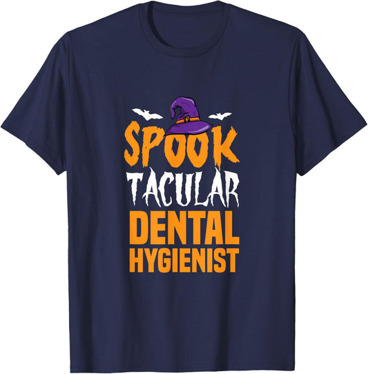 Spooktacular Dental Hygienist Halloween Outfit Tooth Doctor T-Shirt - T-Shirt | Navy