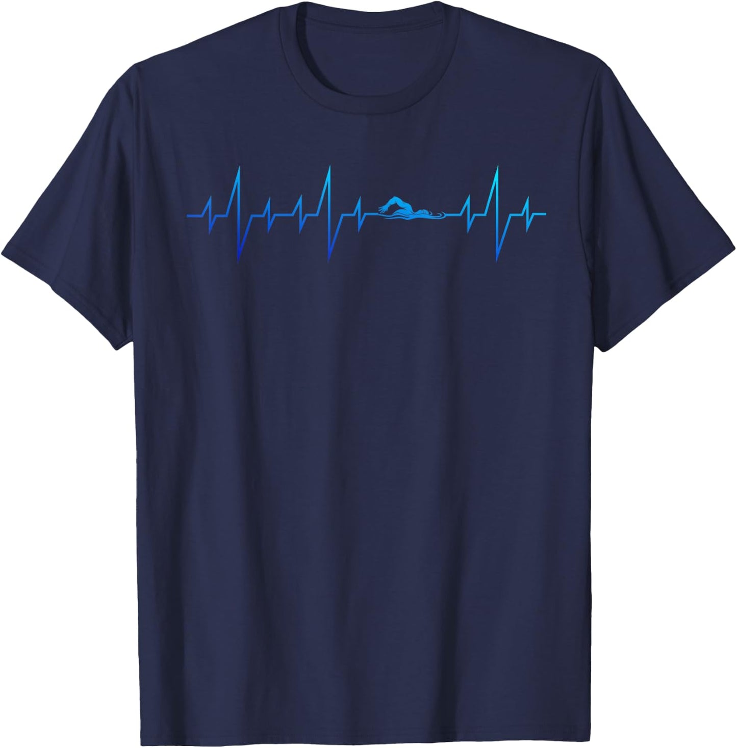 Sports Swimming Club Hobby Swimmer Heartbeat Swimming T-Shirt - T-Shirt | Navy
