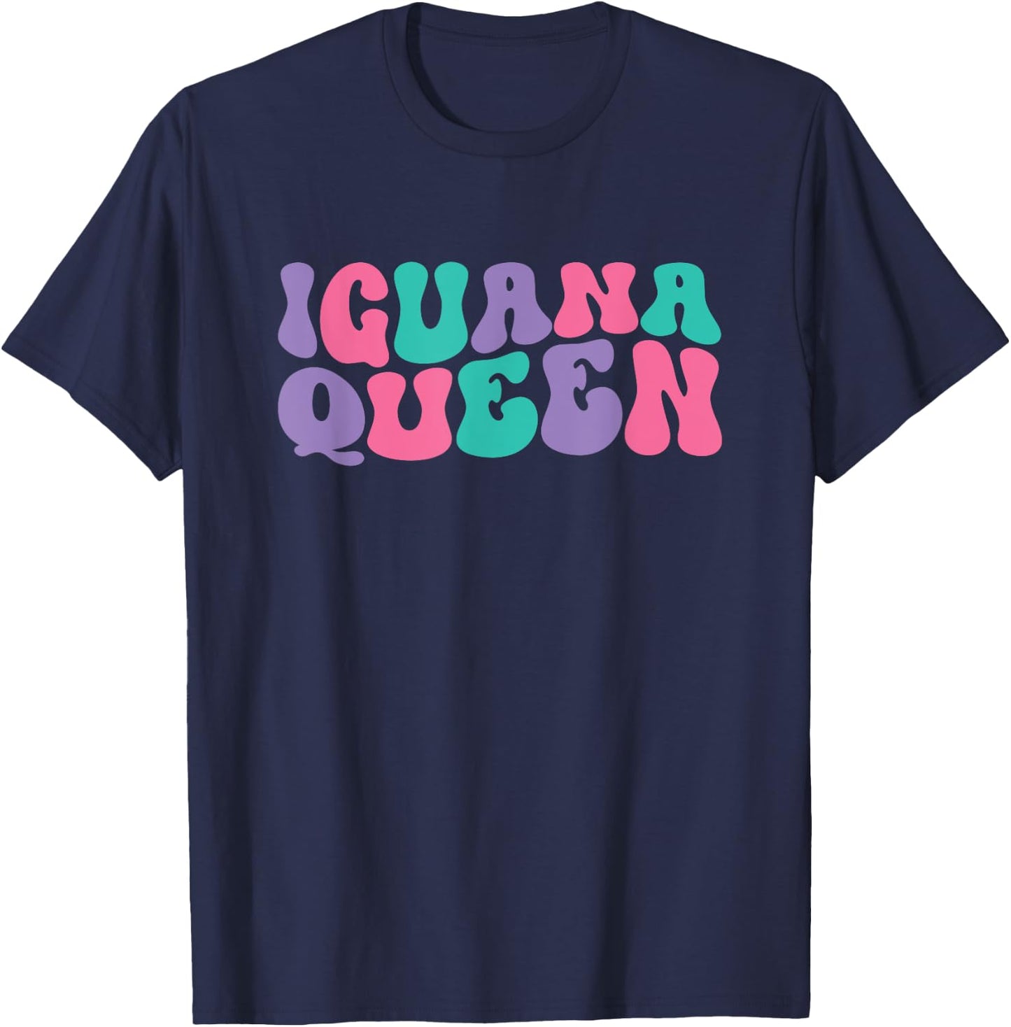 Iguana Queen Iguanas Retro Vintage Wavy Groovy T-Shirt - T-Shirt | Navy