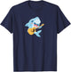 Shark Playing Acoustic Guitar Musical Fans Band Fish Lover T-Shirt - T-Shirt | Navy