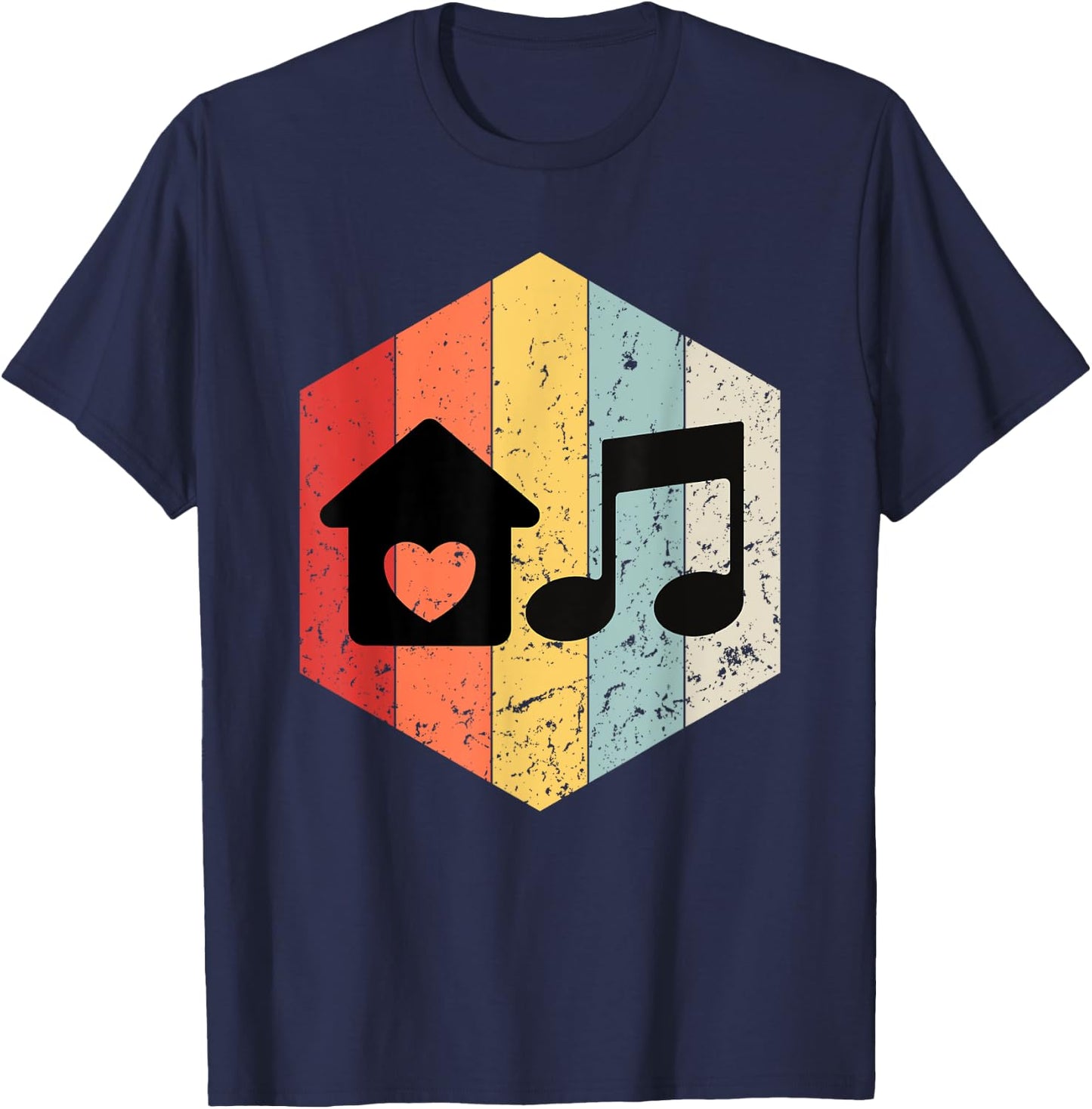 Retro House Music Vintage Graphic Boys Women Kids T-Shirt - T-Shirt | Navy