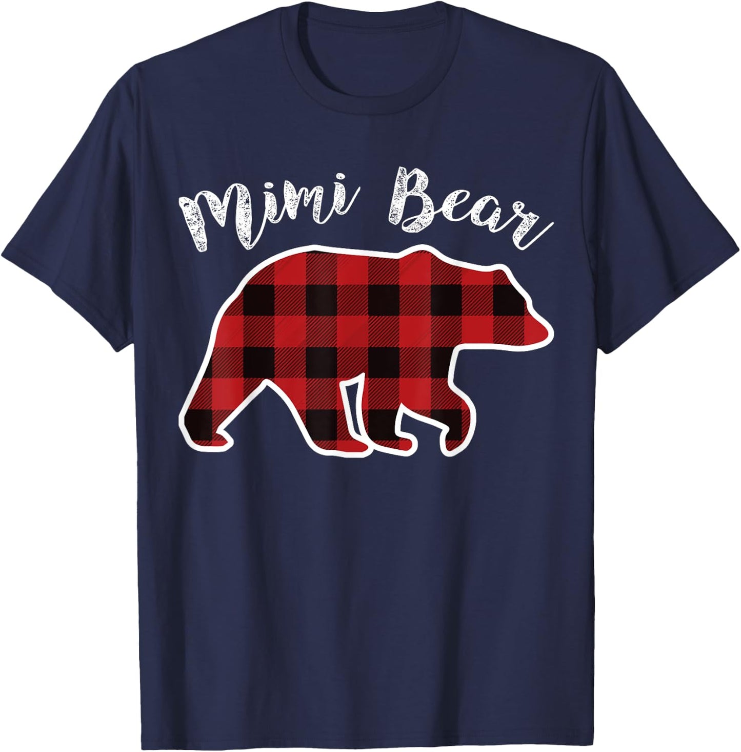 MIMI BEAR | Women Red Plaid Christmas Pajama Gift T-Shirt - T-Shirt | Navy