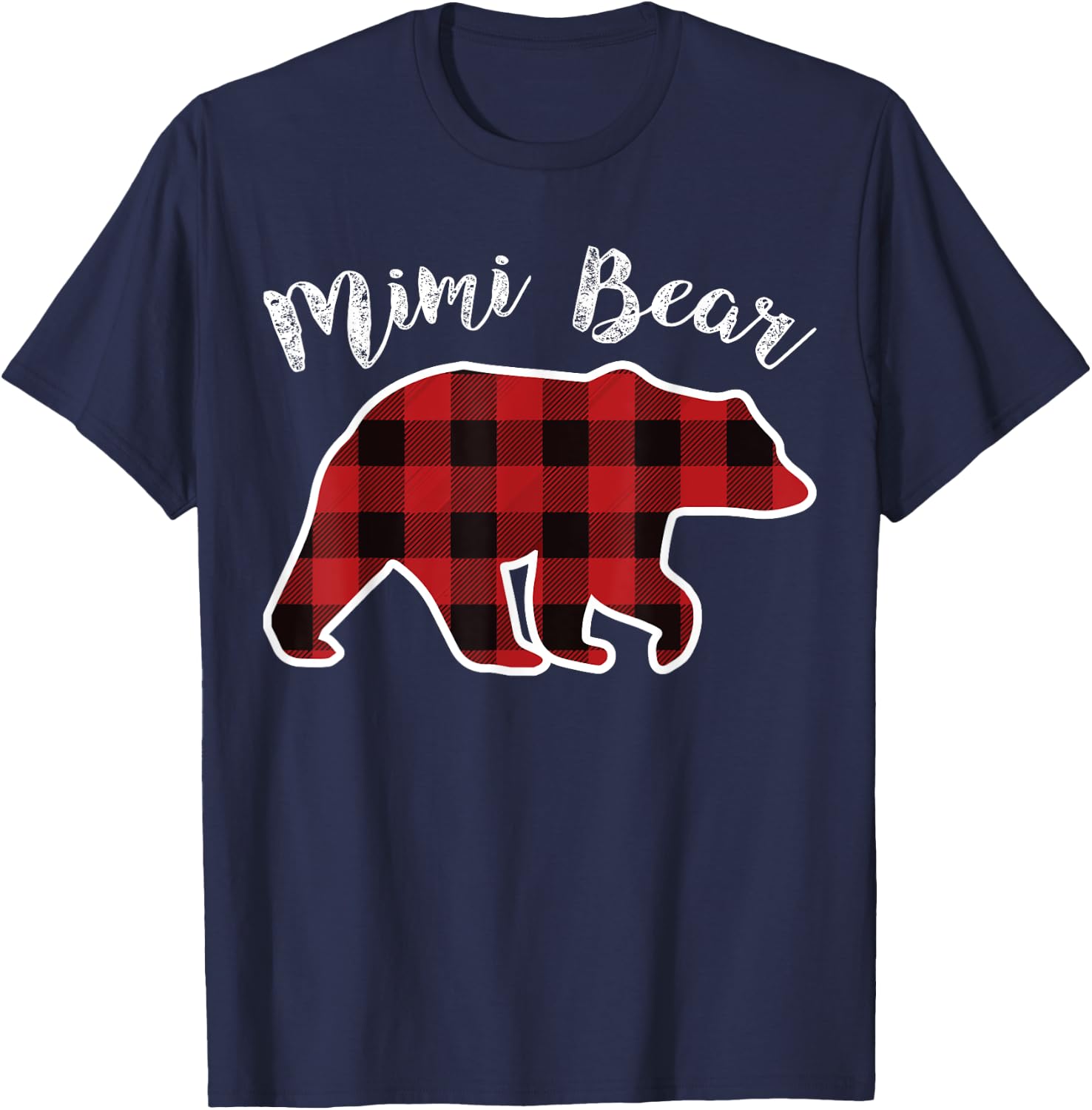 MIMI BEAR | Women Red Plaid Christmas Pajama Gift T-Shirt - T-Shirt | Navy