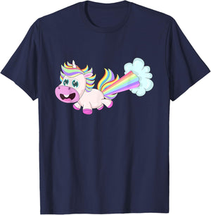 Unicorn Farting a Rainbow T-Shirt - T-Shirt | Navy