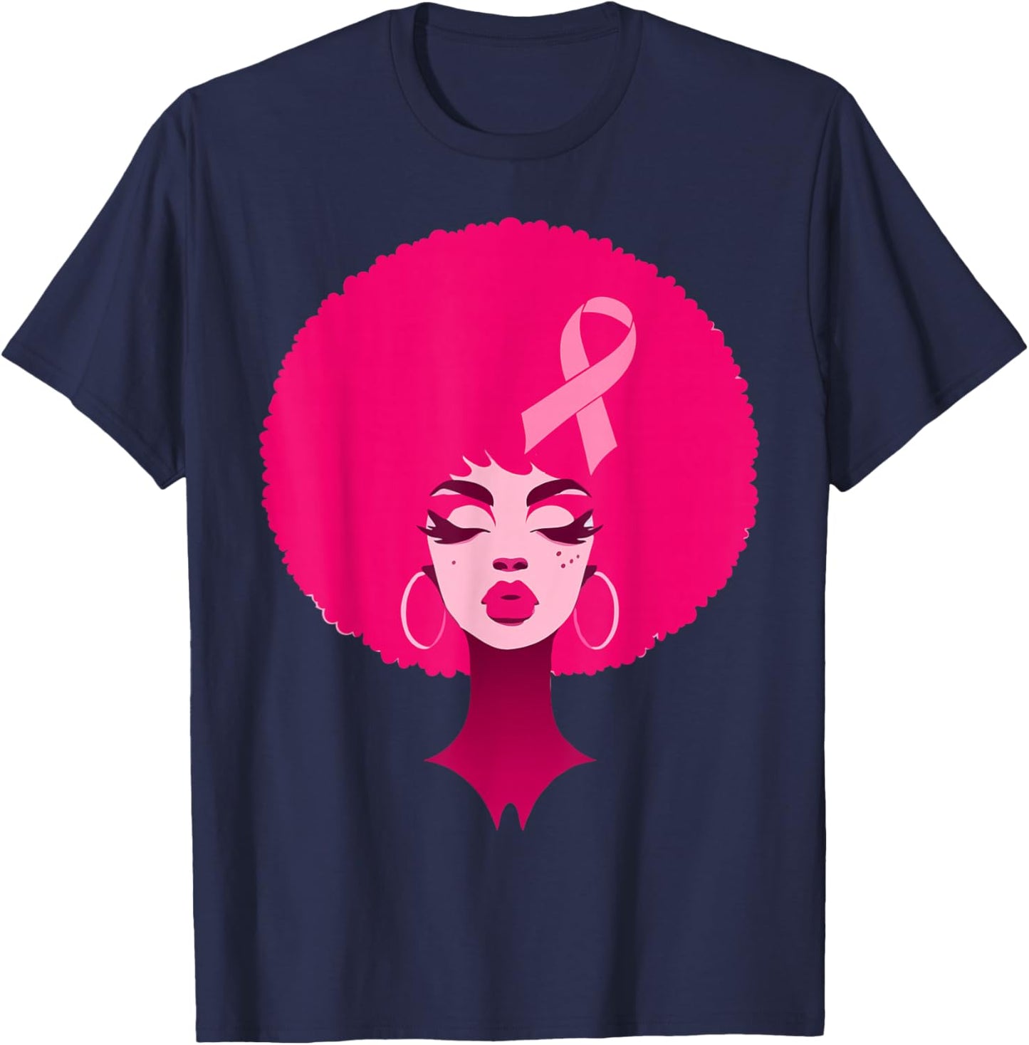 Breast Cancer Black African American Women Support Pink T-Shirt - T-Shirt | Navy