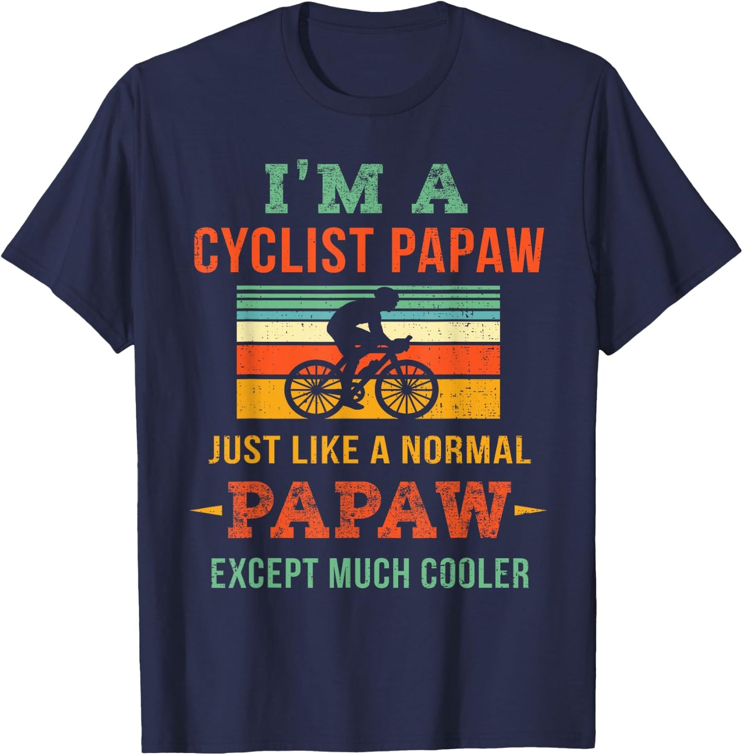 Retro Cyclist Papaw Gift Grandpa Cycling Road Biking T-Shirt - T-Shirt | Navy