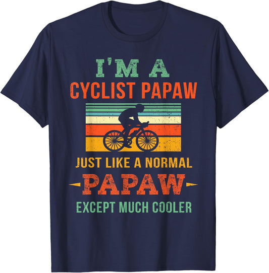 Retro Cyclist Papaw Gift Grandpa Cycling Road Biking T-Shirt - T-Shirt | Navy