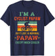 Retro Cyclist Papaw Gift Grandpa Cycling Road Biking T-Shirt - T-Shirt | Navy