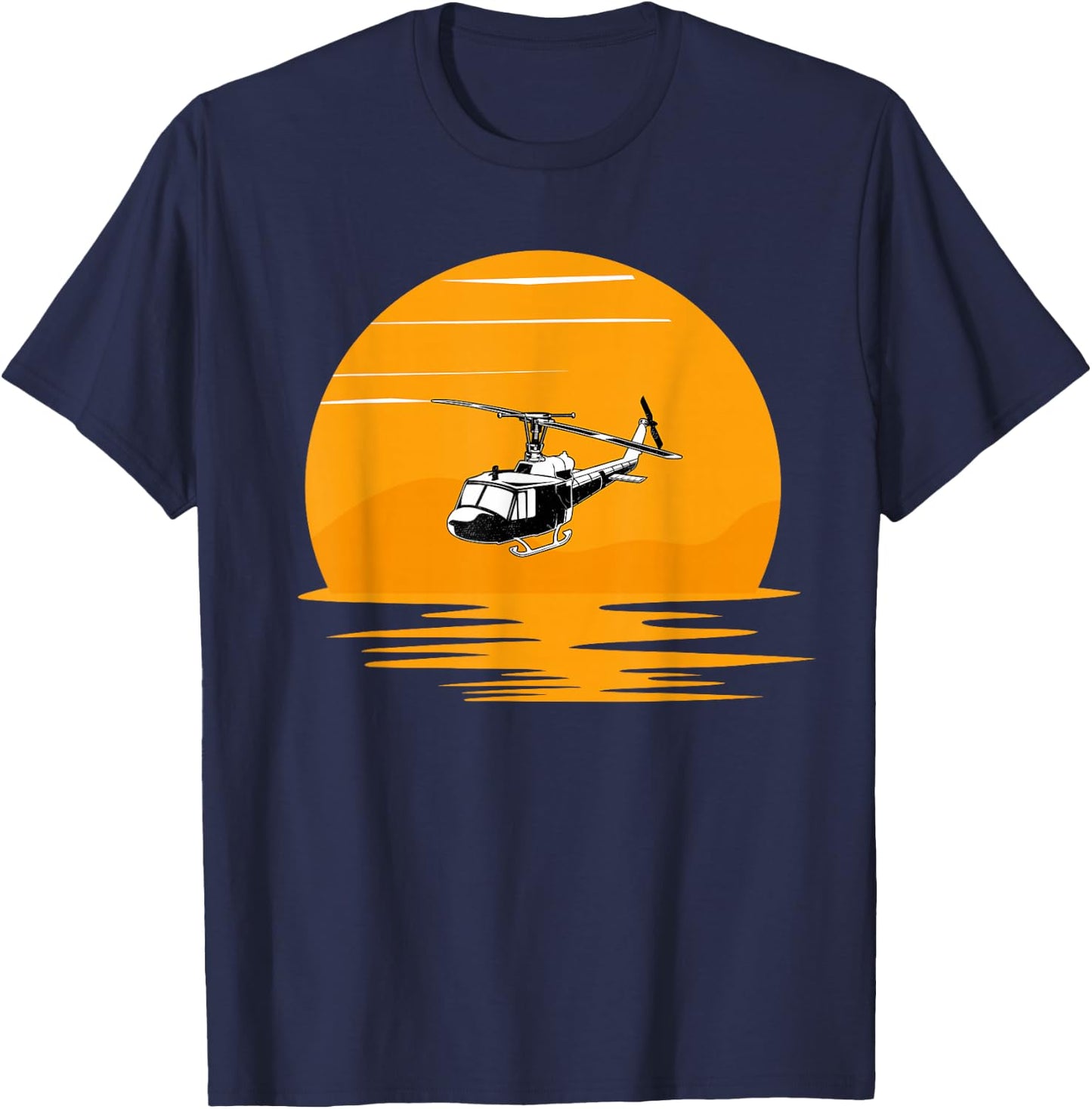 Sunset UH-1 Huey Helicopter Lover Gift Pilot Women Men T-Shirt - T-Shirt | Navy
