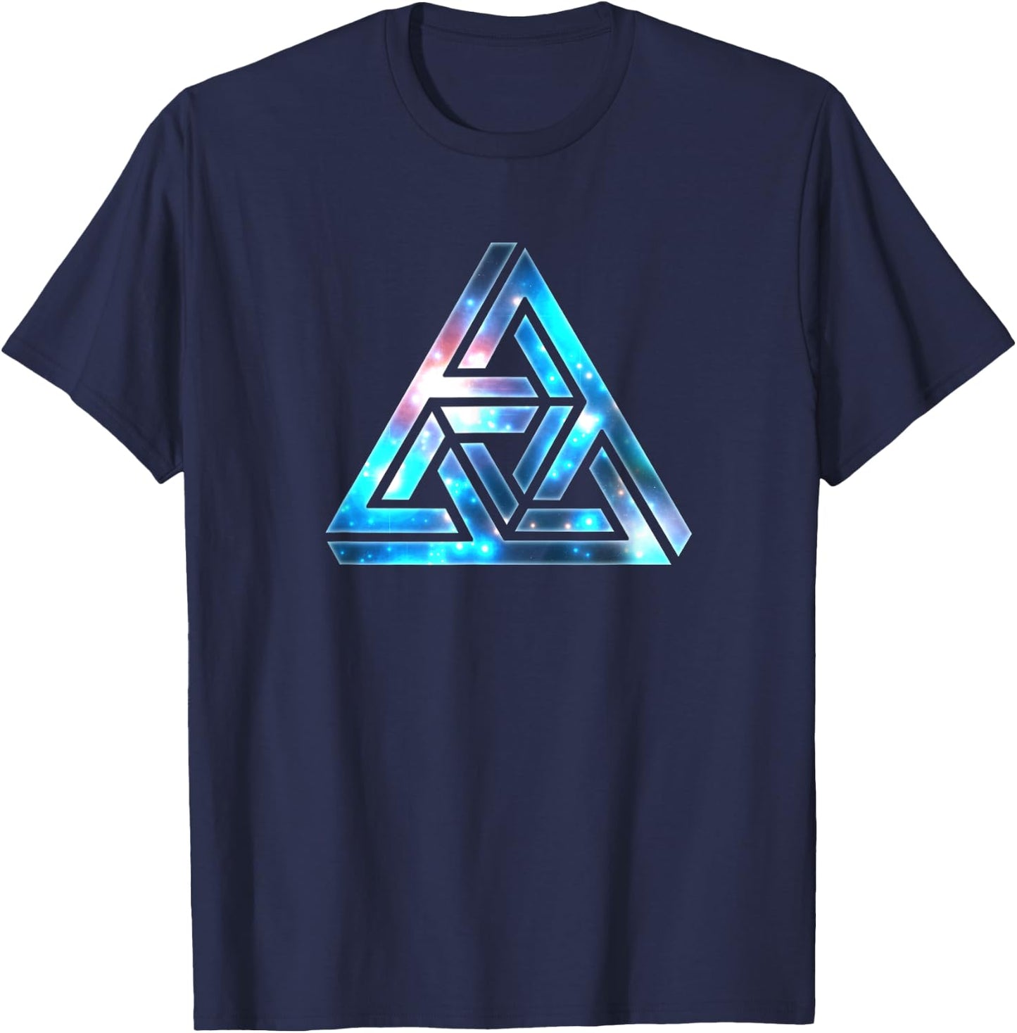 Impossible Triangle Optical Illusion Penrose Maths T-Shirt - T-Shirt | Navy