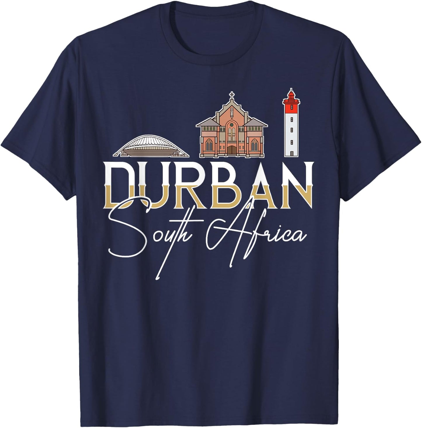 Durban South Africa City Skyline Map Travel T-Shirt - T-Shirt | Navy
