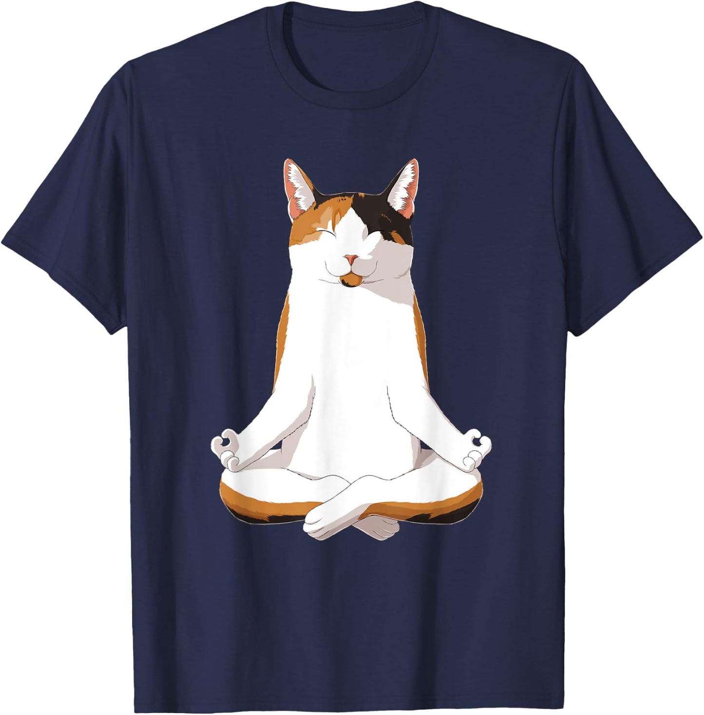 Yoga Calico Cat T-Shirt - T-Shirt | Navy