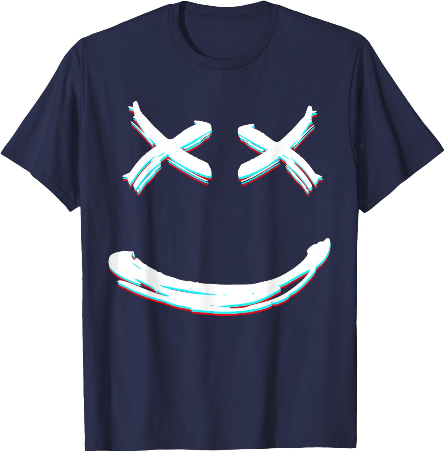 X Eyed Smile Face | X Eyes T-Shirt - T-Shirt | Navy