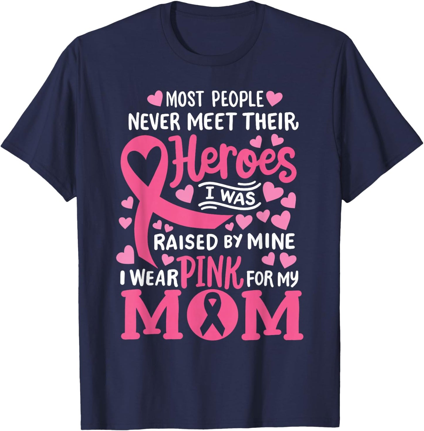 Breast Cancer Awareness Wear Pink For My Mom Support Kids T-Shirt - T-Shirt | Navy