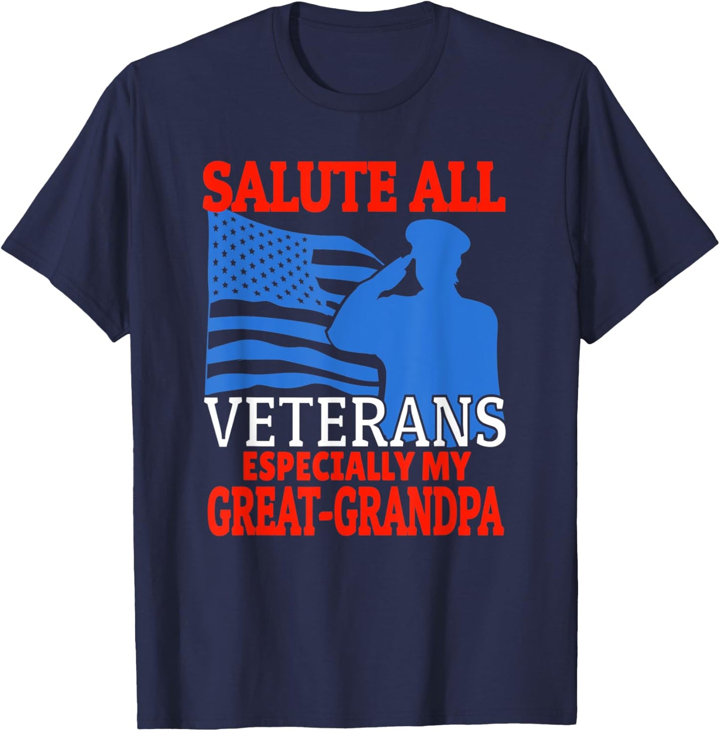 Veteran Granddaughter Grandson Support Great-Grandpa T-Shirt - T-Shirt | Navy
