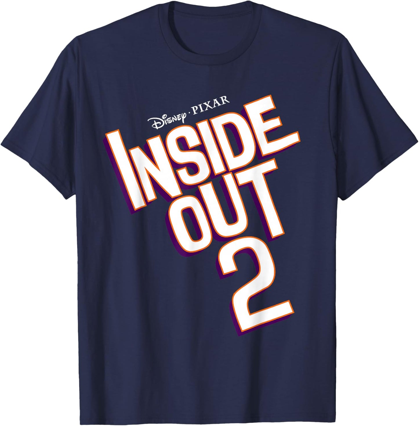 Disney Pixar Inside Out 2 Neon Outline Title Logo T-Shirt - T-Shirt | Navy