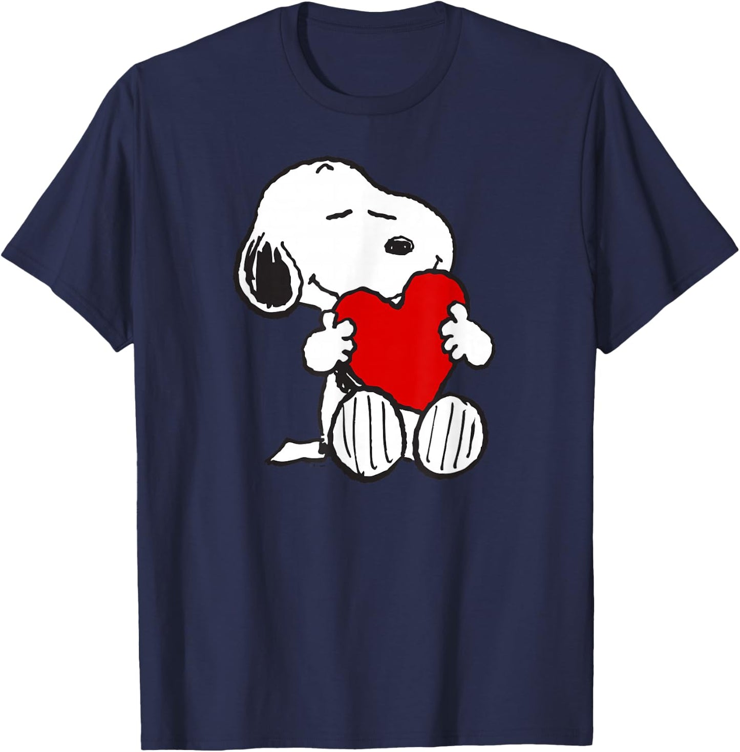 Peanuts Valentine Snoopy Hugging Heart T-Shirt - T-Shirt | Navy