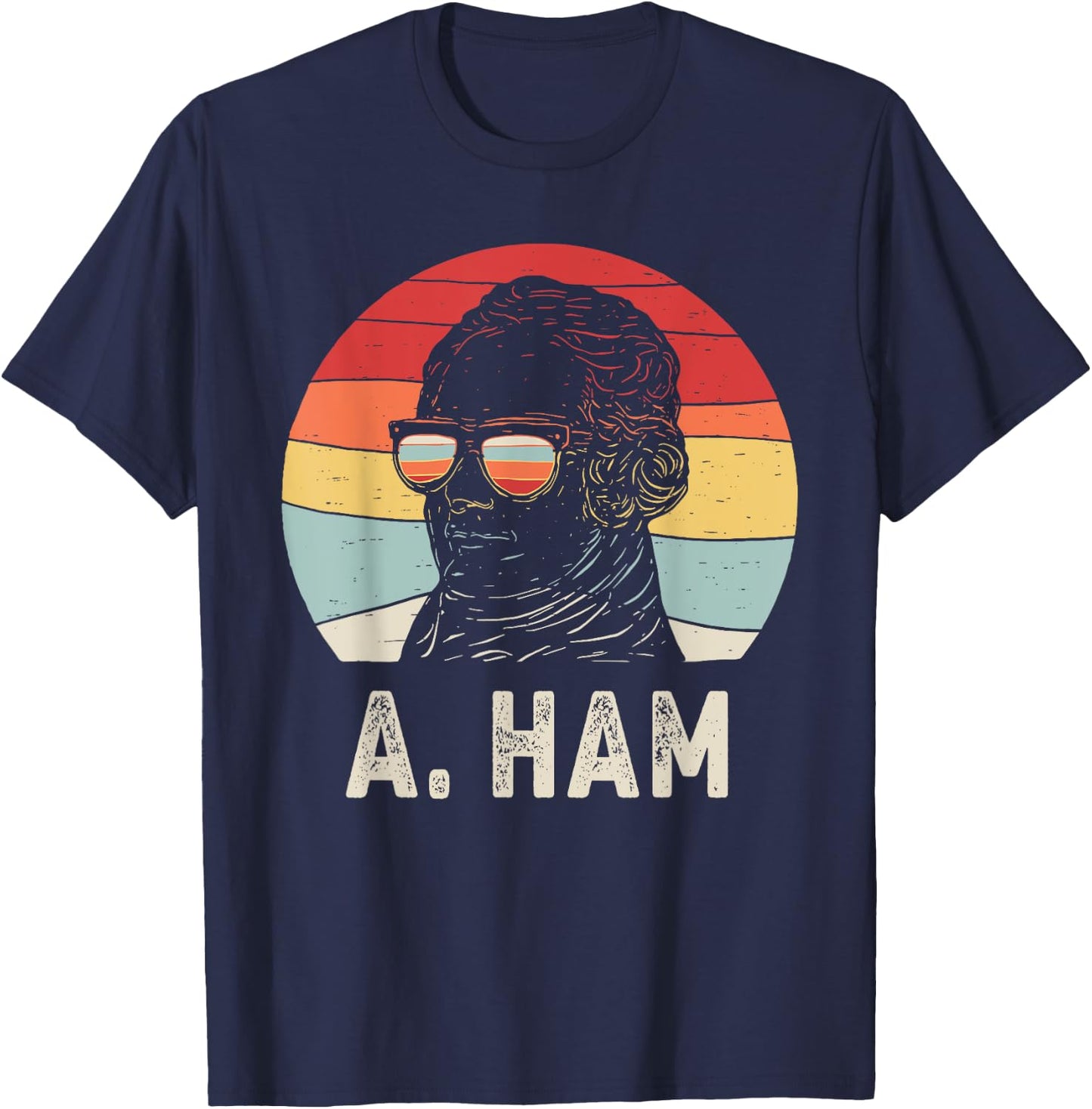 Vintage Retro Hamilton Wearing Sunglasses T-Shirt - T-Shirt | Navy