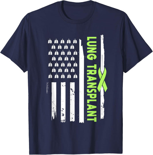 American Lung Transplant Survivor Pulmonary Transplantation T-Shirt - T-Shirt | Navy