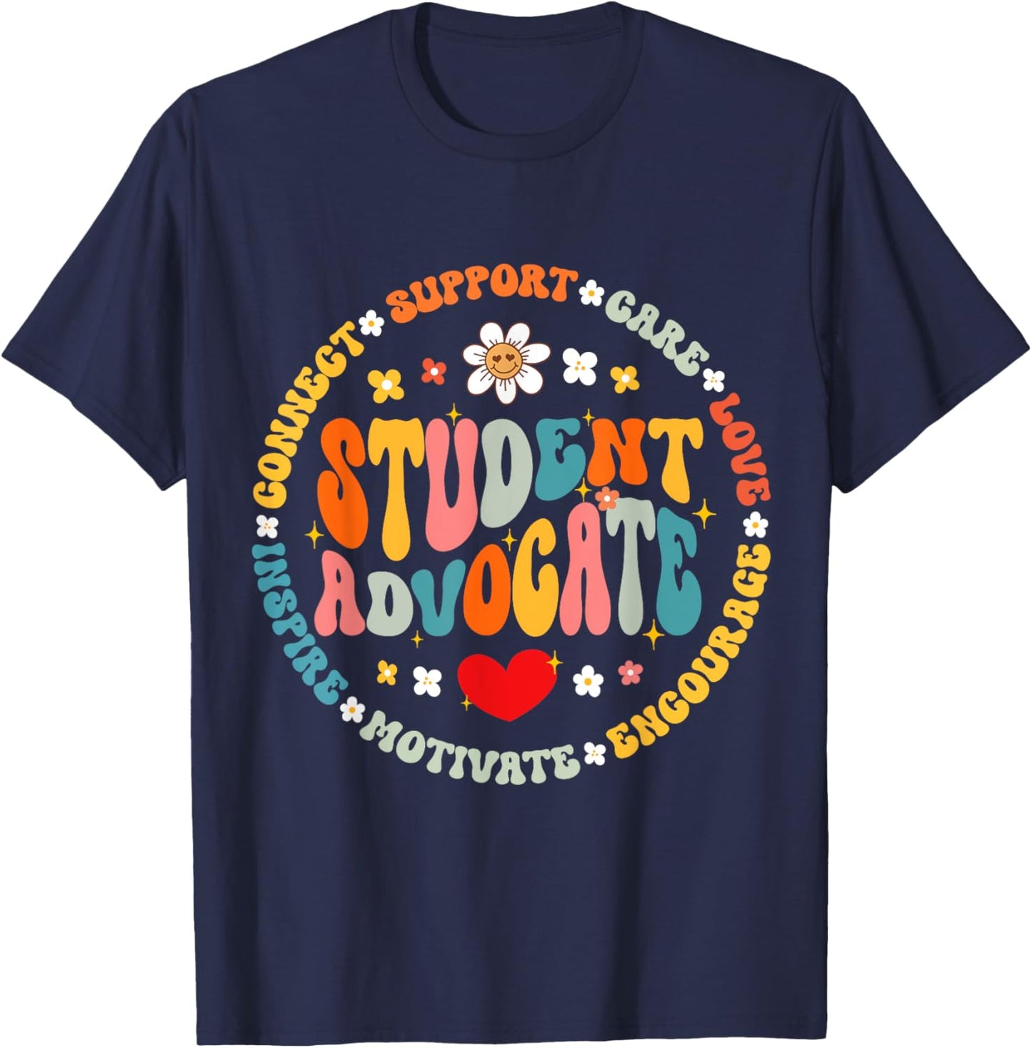 Groovy Student Advocate Appreciation Back to School T-Shirt - T-Shirt | Navy