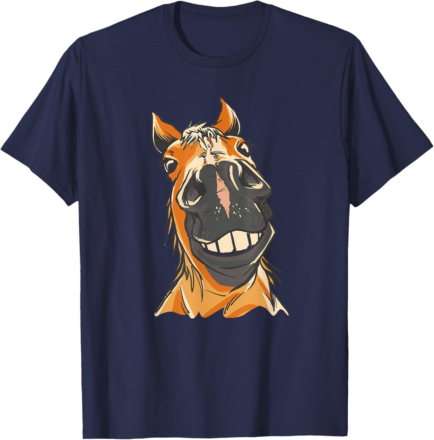 FUNNY HORSE Silly Horses Close Up Grin Teeth Meme T-Shirt - T-Shirt | Navy