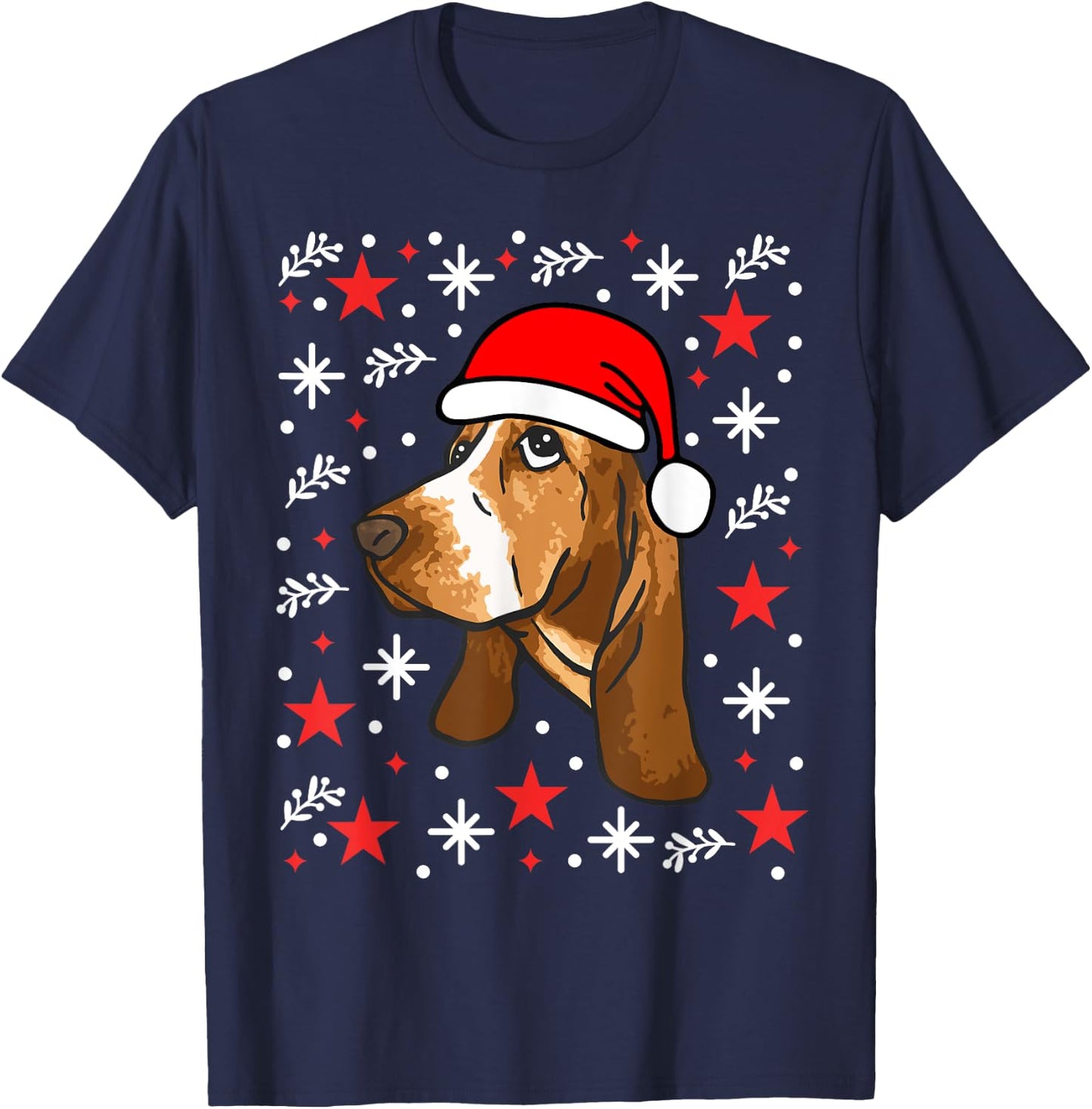 Basset Hound Christmas T-Shirt - T-Shirt | Navy