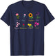 Vintage Inspired Flower Botanical Chart T-Shirt - T-Shirt | Navy