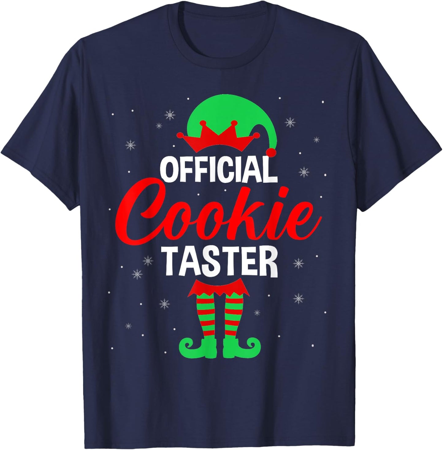Official Cookie Taster Christmas Elf Lover Matching Family T-Shirt - T-Shirt | Navy