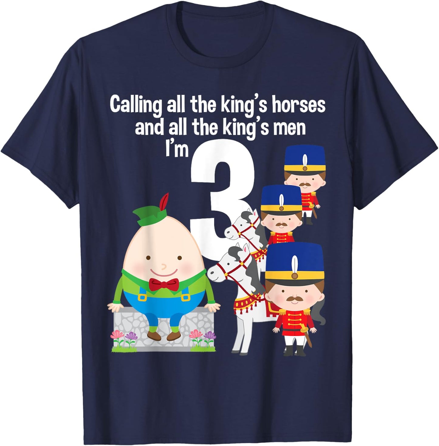 Toddler Kids Humpty Dumpty 3rd Birthday Party Nursery Song T-Shirt - T-Shirt | Navy